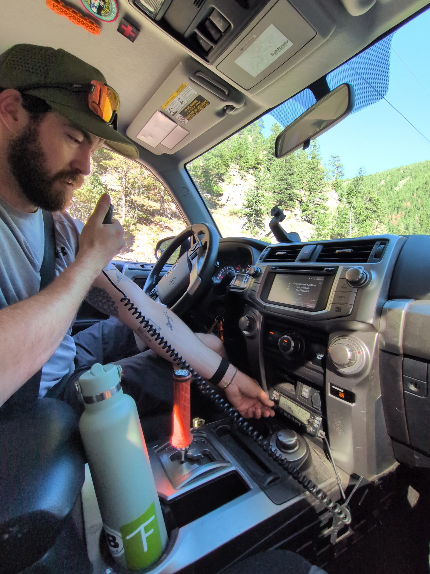 A mobile HAM radio being used to communicate with others during a baccountry trip.